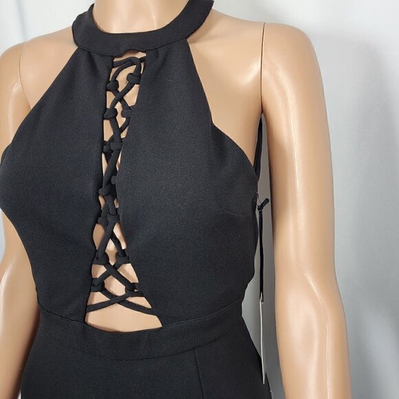 NWT Lulu's Can't Take My Eyes Off Of You Black Halter Low Back Maxi Dress Sz XS - Picture 5 of 14